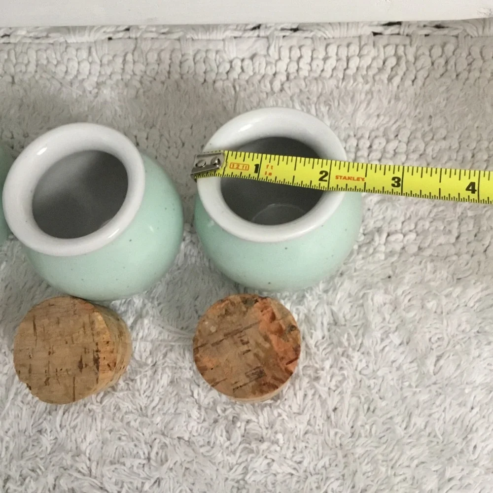 PENTIK FINLAND Set of Three Cork Lid Spice Jars Light Turquoise color.